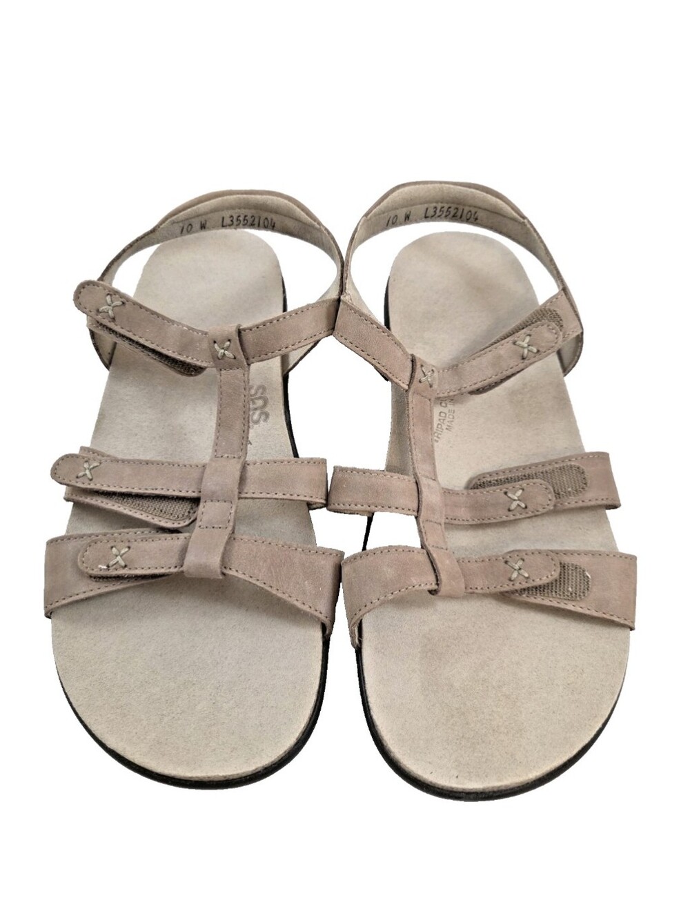 SAS Sorrento Women's 10W Wide Praline Nubuck T-Strap Comfort Sandals Adjustable